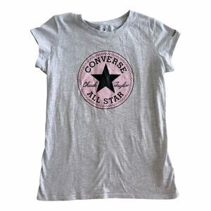 Converse All Star Baby Tee Light Grey & Pink Women's Small Girls XL